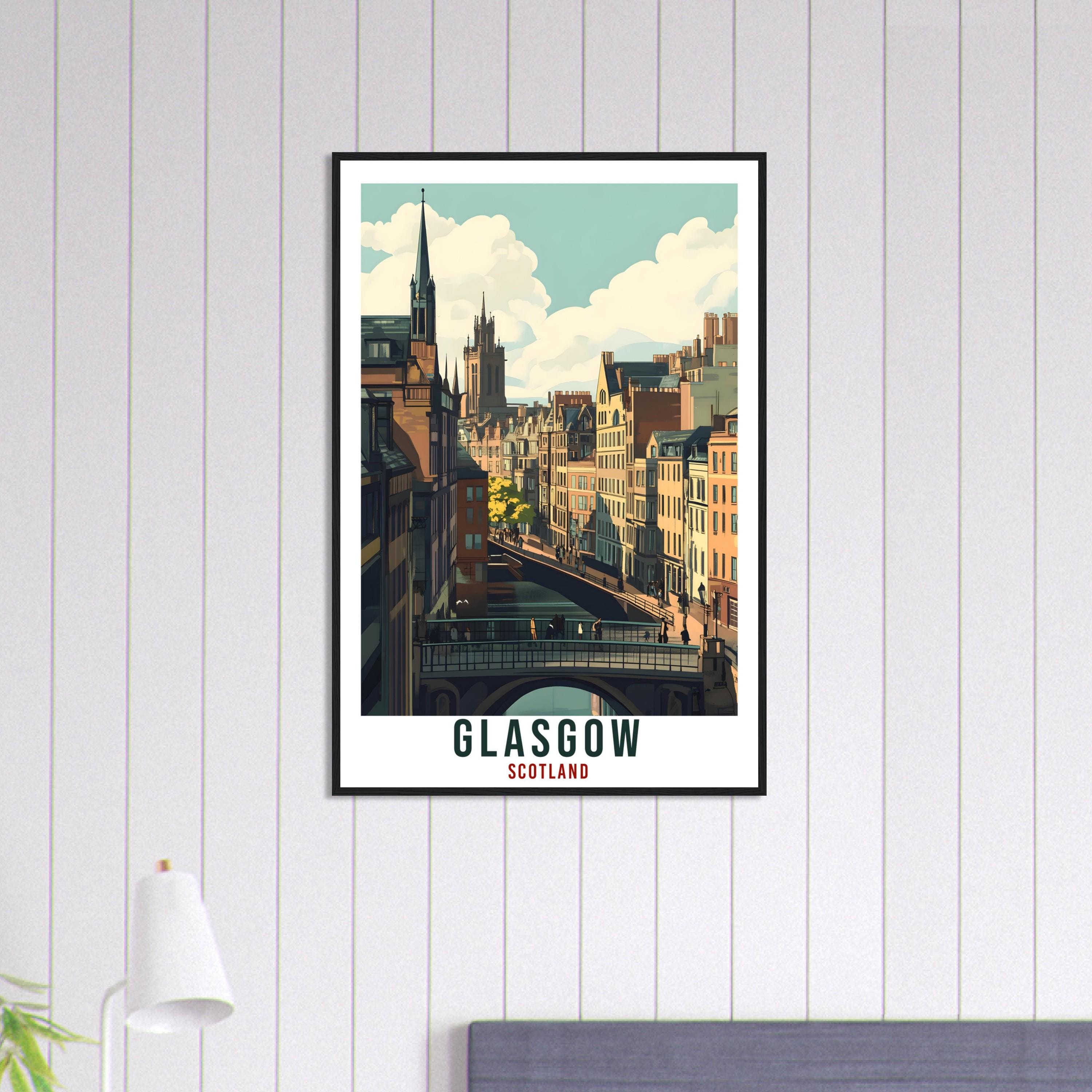 Glasgow Travel Print Scotland Home Decor Glasgow Wall Art Wall Hanging Art Lover Scotland Artwork Travel Poster Glasgow Travel Art Gift