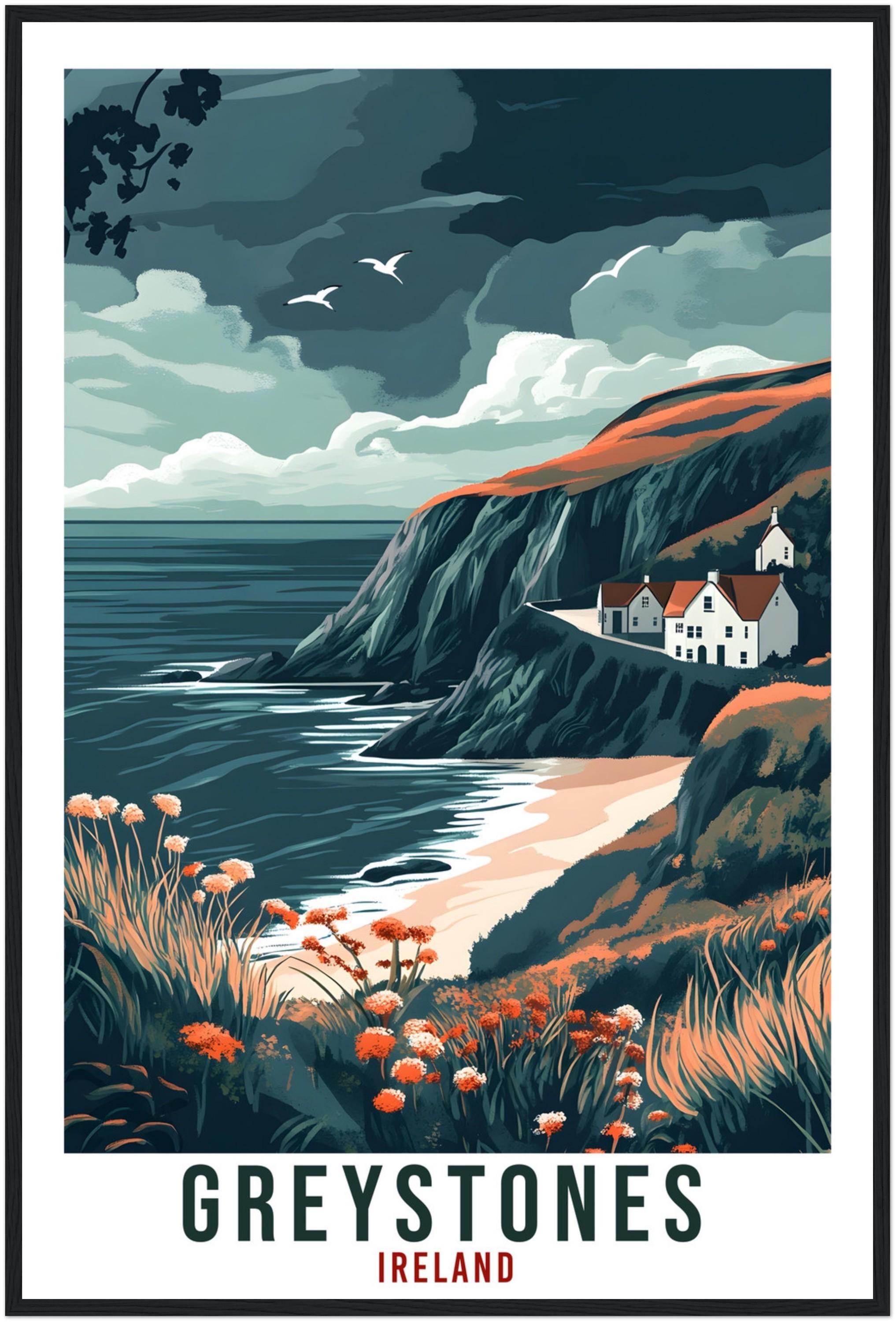 Greystones Travel Print Ireland Home Decor Greystones Wall Art Wall Hanging Art Lover Irish Artwork Travel Poster Greystones Ireland Travel