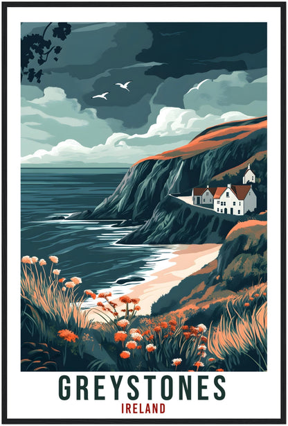 Greystones Travel Print Ireland Home Decor Greystones Wall Art Wall Hanging Art Lover Irish Artwork Travel Poster Greystones Ireland Travel
