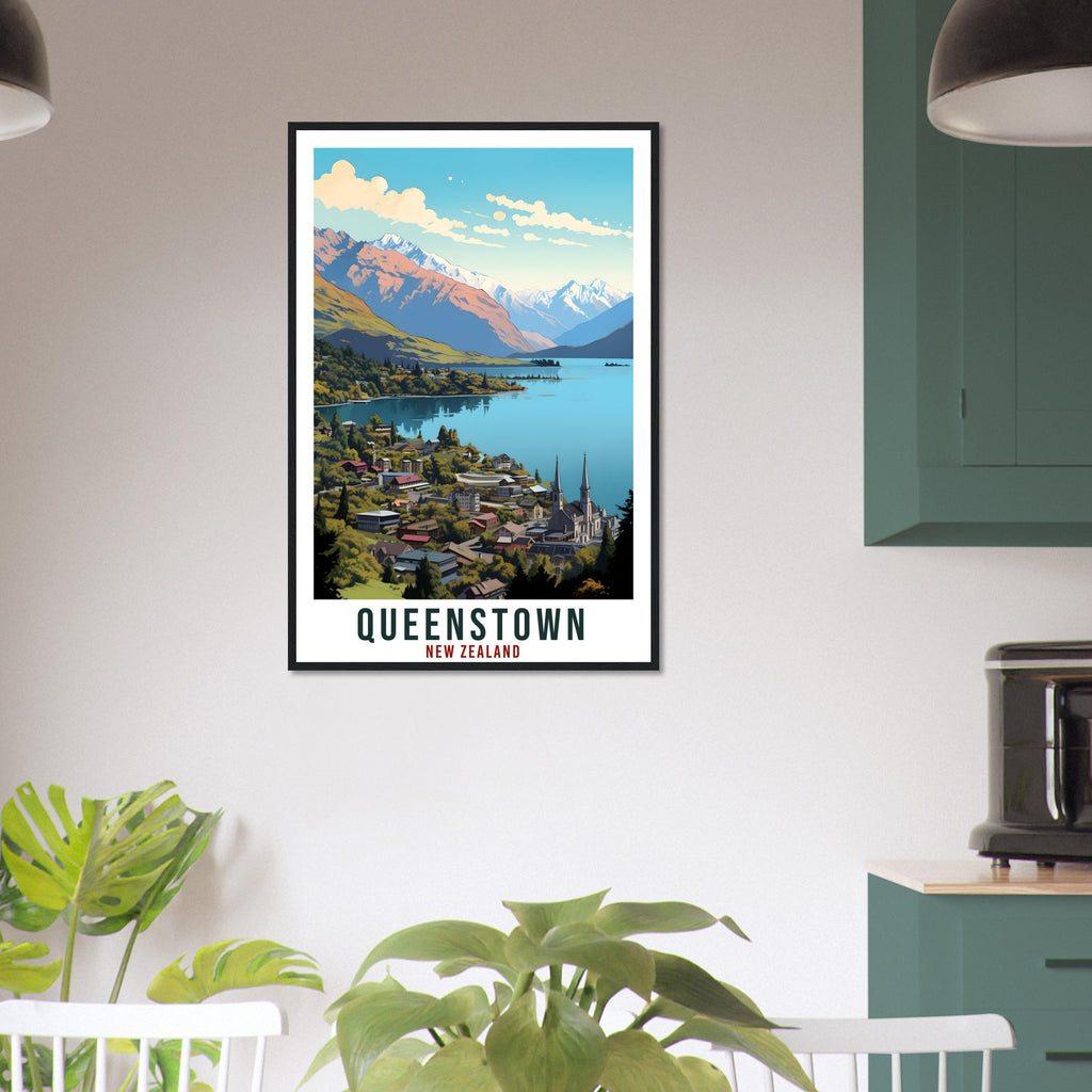 Queenstown Travel Print Wall Art Queenstown New Zealand City Artwork Queenstown Art Gift Queenstown Travel Poster New Zealand Art Lover Gift