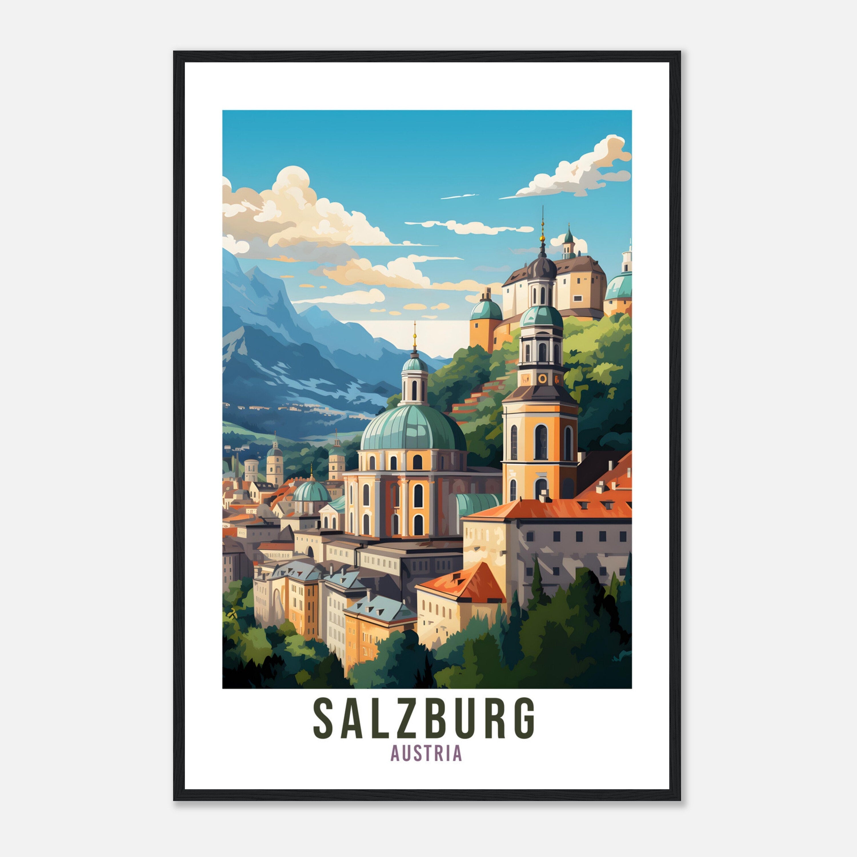Salzburg Travel Print Wall Art Salzburg Wall Hanging Austria Gift Holiday Print Salzburg Art Print Austrian Travel Poster Landscape Print