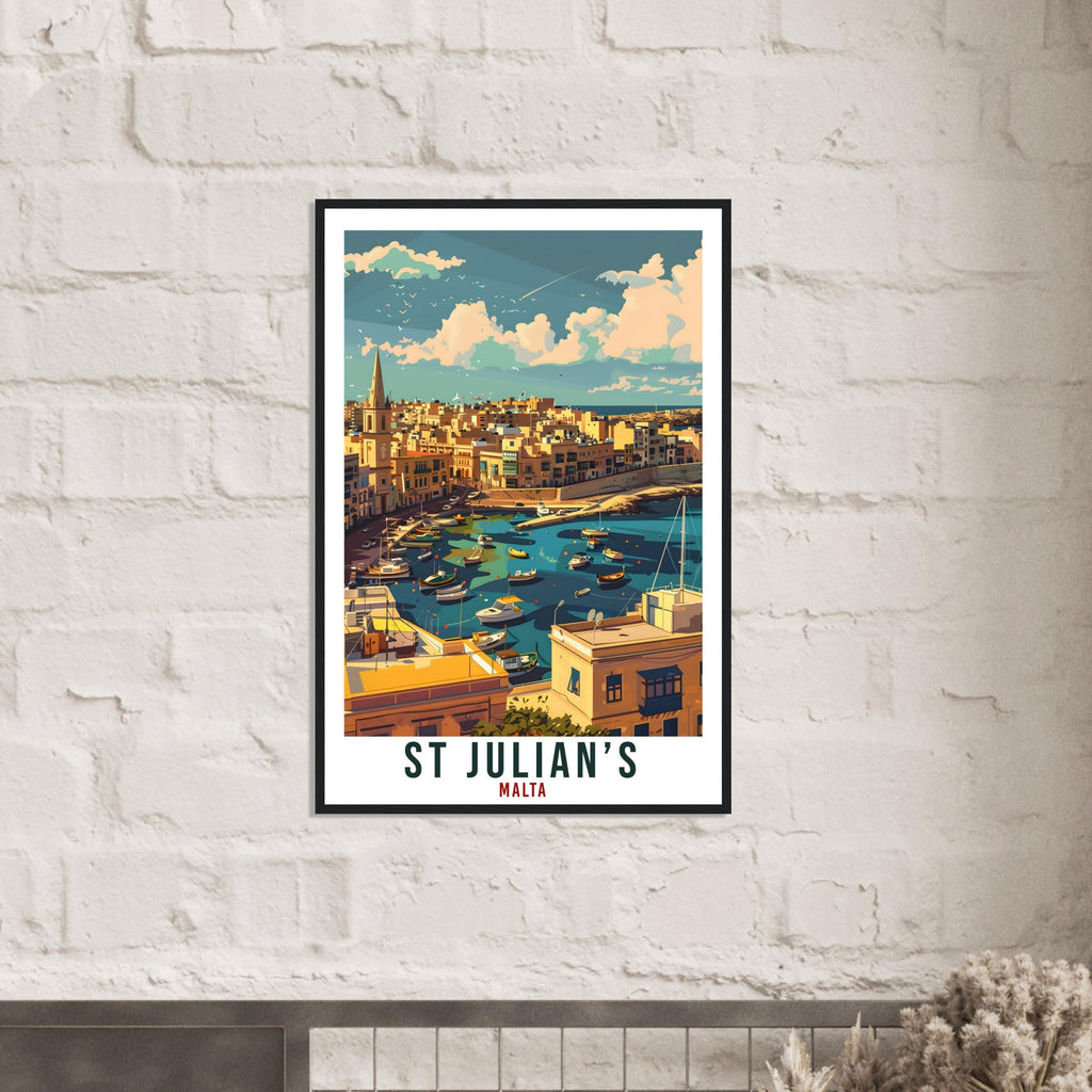 St Julians Travel Print Malta Wall Art Wall Hanging Home Living Décor St Julians Gift Art Lovers Gift Malta Artwork Gift Malta Travel Poster