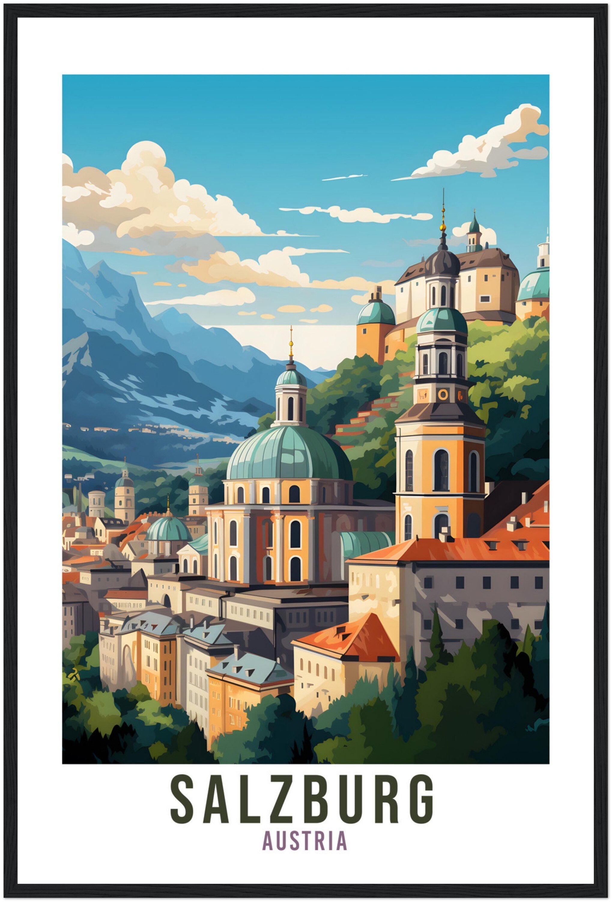 Salzburg Travel Print Wall Art Salzburg Wall Hanging Austria Gift Holiday Print Salzburg Art Print Austrian Travel Poster Landscape Print