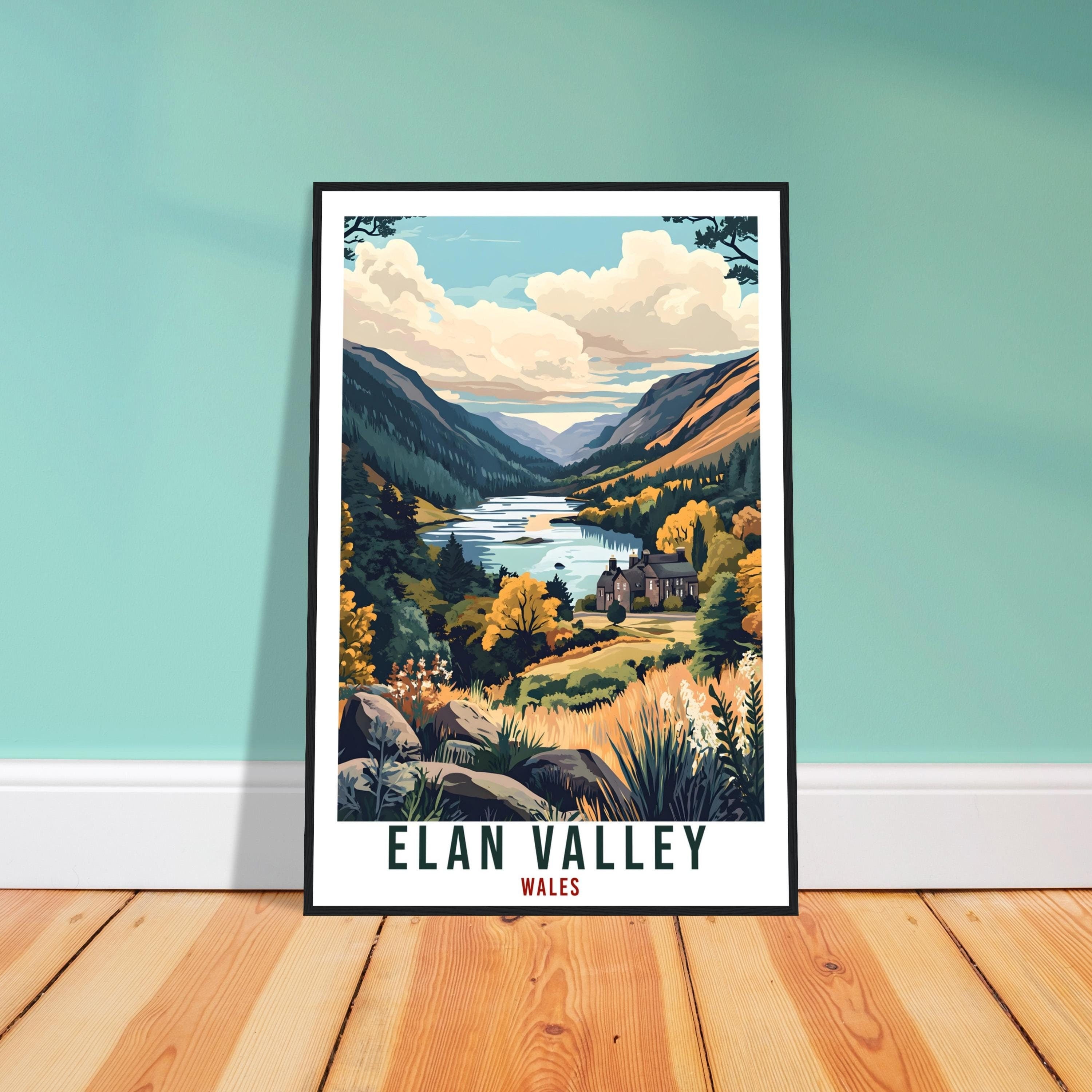 Elan Valley Travel Print Wales Home Decor Elan Valley Wall Art Wall Hanging Art Lover Wales Artwork Travel Poster Elan Valley Travel Art
