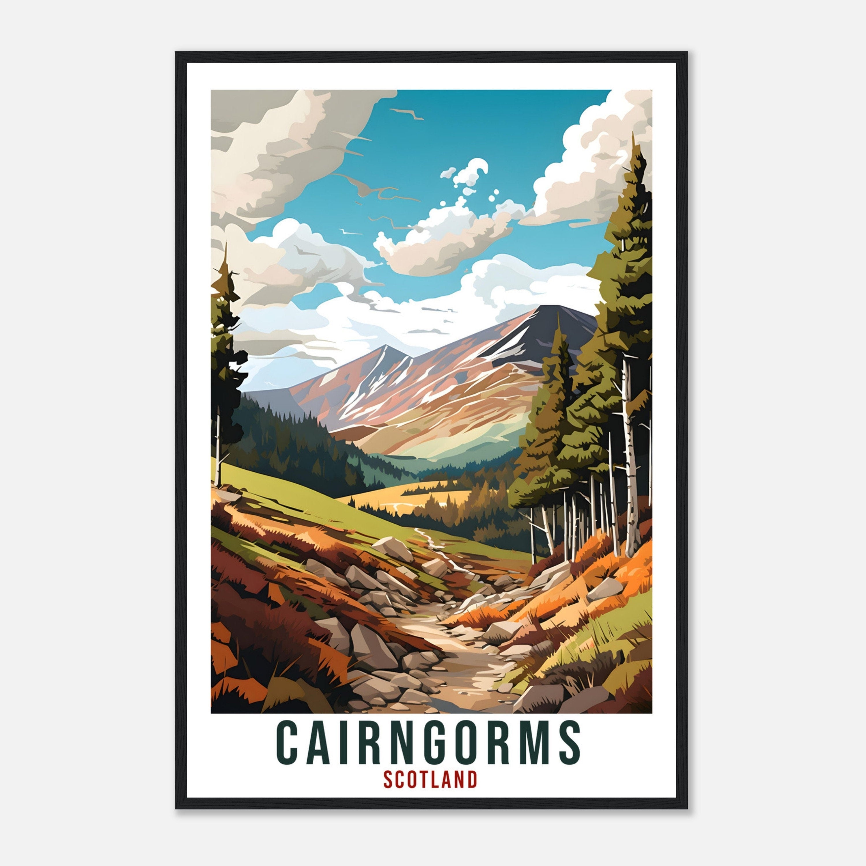 Cairngorms Travel Print Scotland Wall Art Home Decor Wall Hanging Travel Art Gift Cairngorms Travel Poster Scotland Landscape Artwork Lover