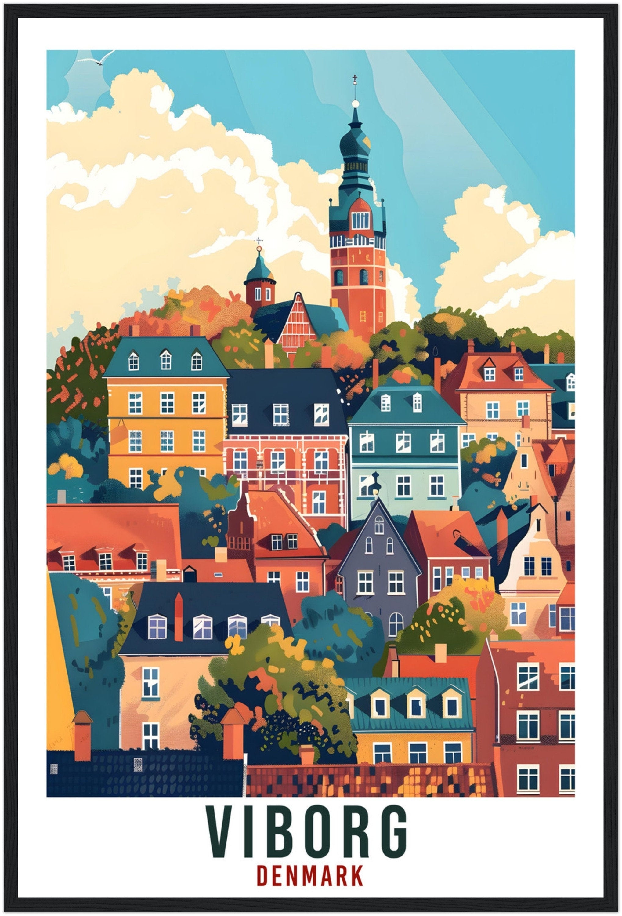 Viborg Travel Print Denmark Wall Art Wall Hanging Home Living Décor Viborg Gift Art Lovers Gift Denmark Artwork Gift Danish Travel Poster