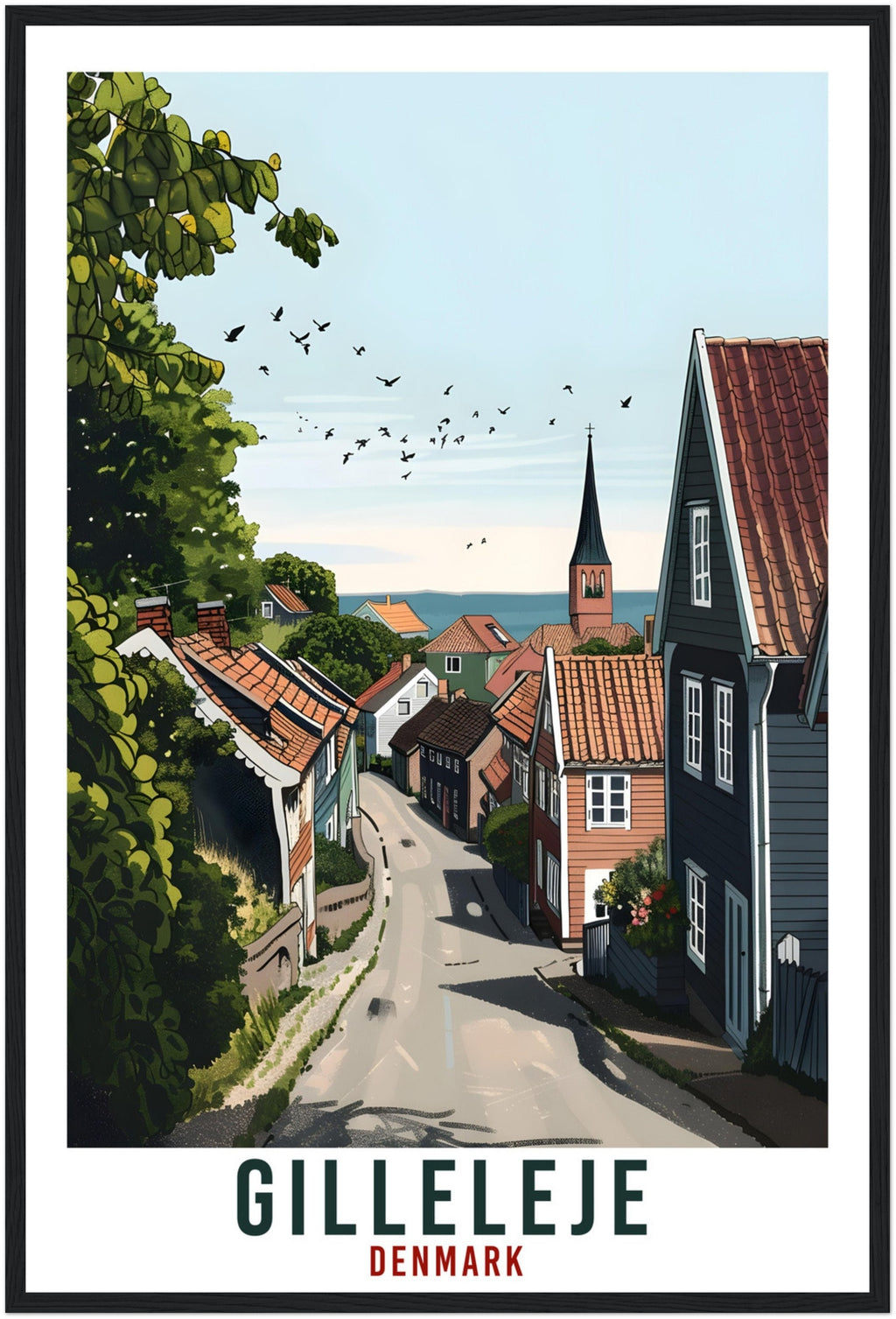 Gilleleje Travel Print Denmark Wall Art Wall Hanging Home Living Décor Gilleleje Gift Art Lovers Denmark Artwork Gift Danish Travel Poster