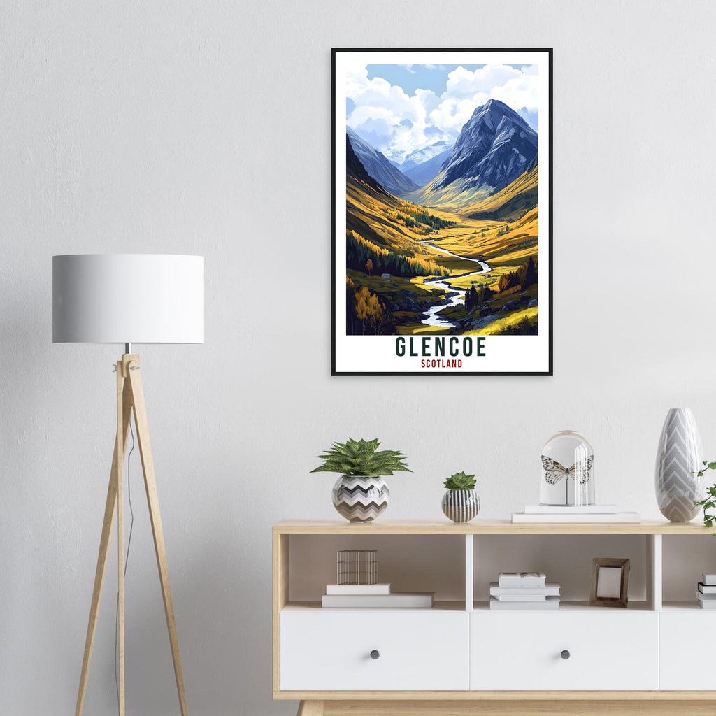 Glencoe Travel Print Scotland Home Decor Glencoe Wall Art Wall Hanging Art Lover Scotland Artwork Travel Poster Glencoe Travel Art Gift