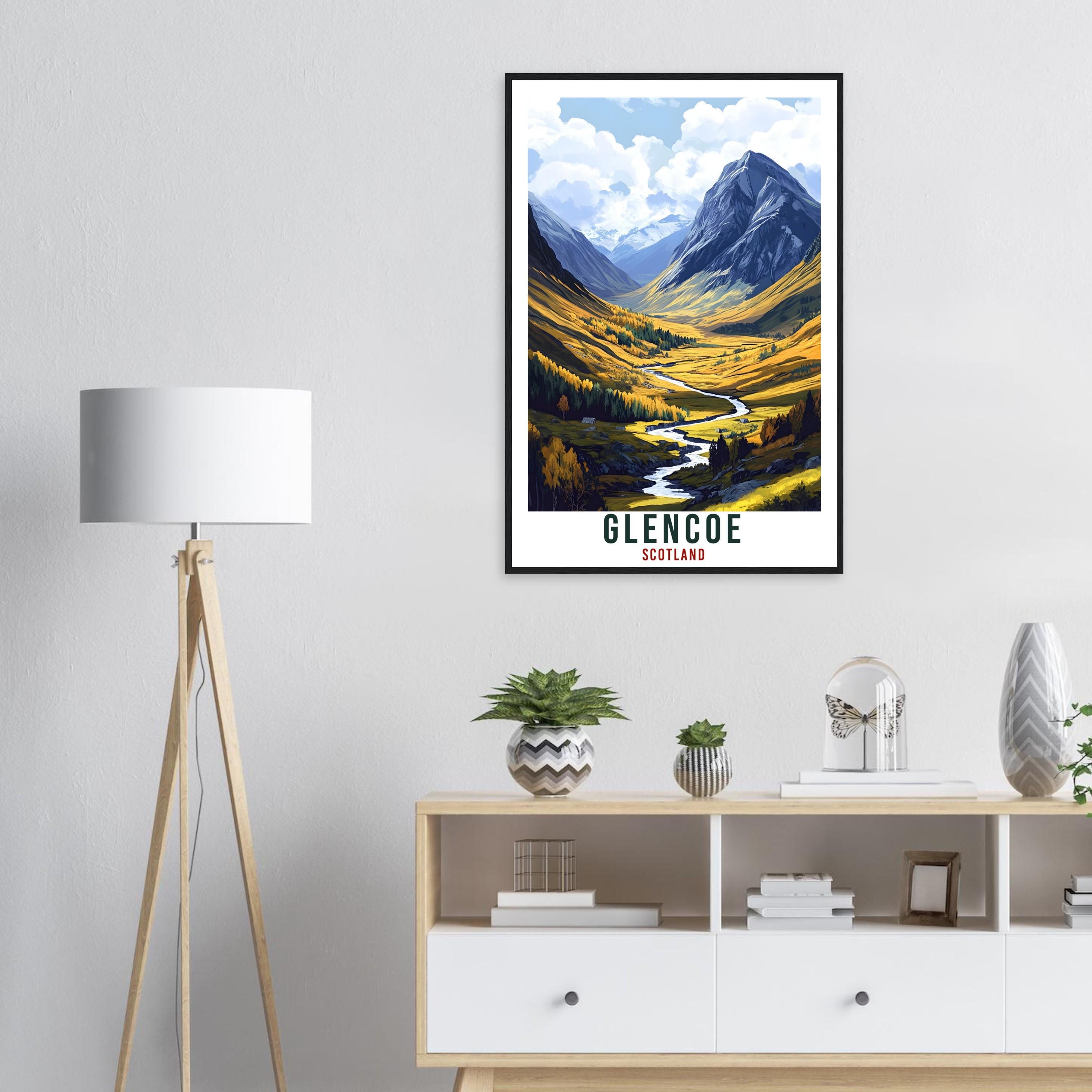 Glencoe Travel Print Scotland Home Decor Glencoe Wall Art Wall Hanging Art Lover Scotland Artwork Travel Poster Glencoe Travel Art Gift
