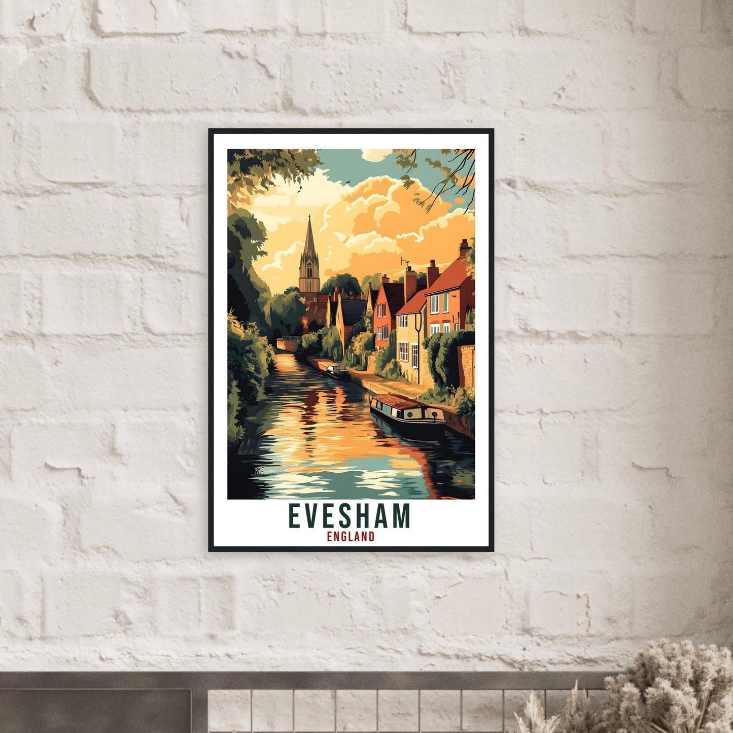 Evesham Travel Print England Home Decor Evesham Wall Art Gift Wall Hanging Art Lover Evesham English Artwork Travel Poster Travel Art Gift
