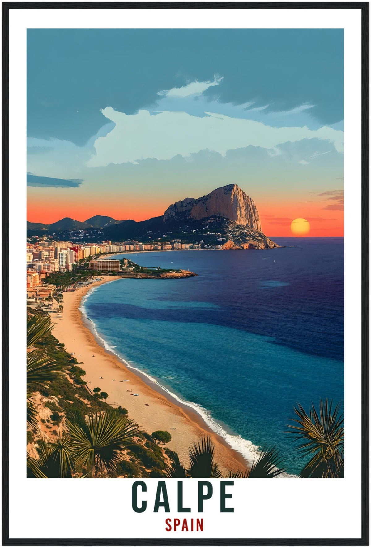 Calpe Travel Print Spain Home Decor Calpe Alicante Wall Art Gift Wall Hanging Art Lover Calpe Spanish Artwork Travel Poster Spain Travel Art