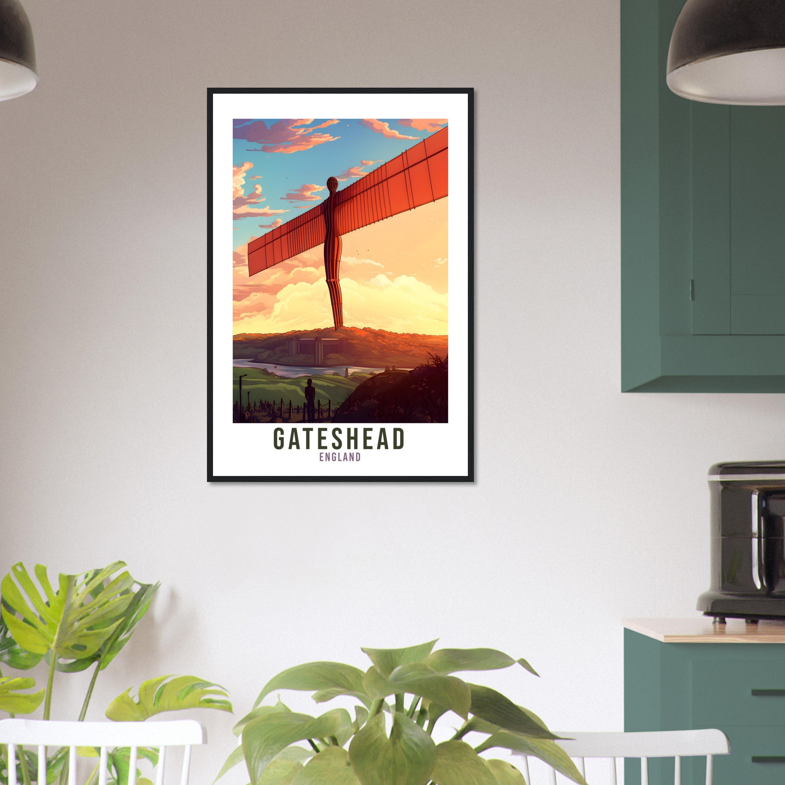 Gateshead Travel Print Gateshead Home Decor Gateshead Angel Northern Wall Hanging Gateshead Artwork Gift Newcastle Travel Poster Artwork