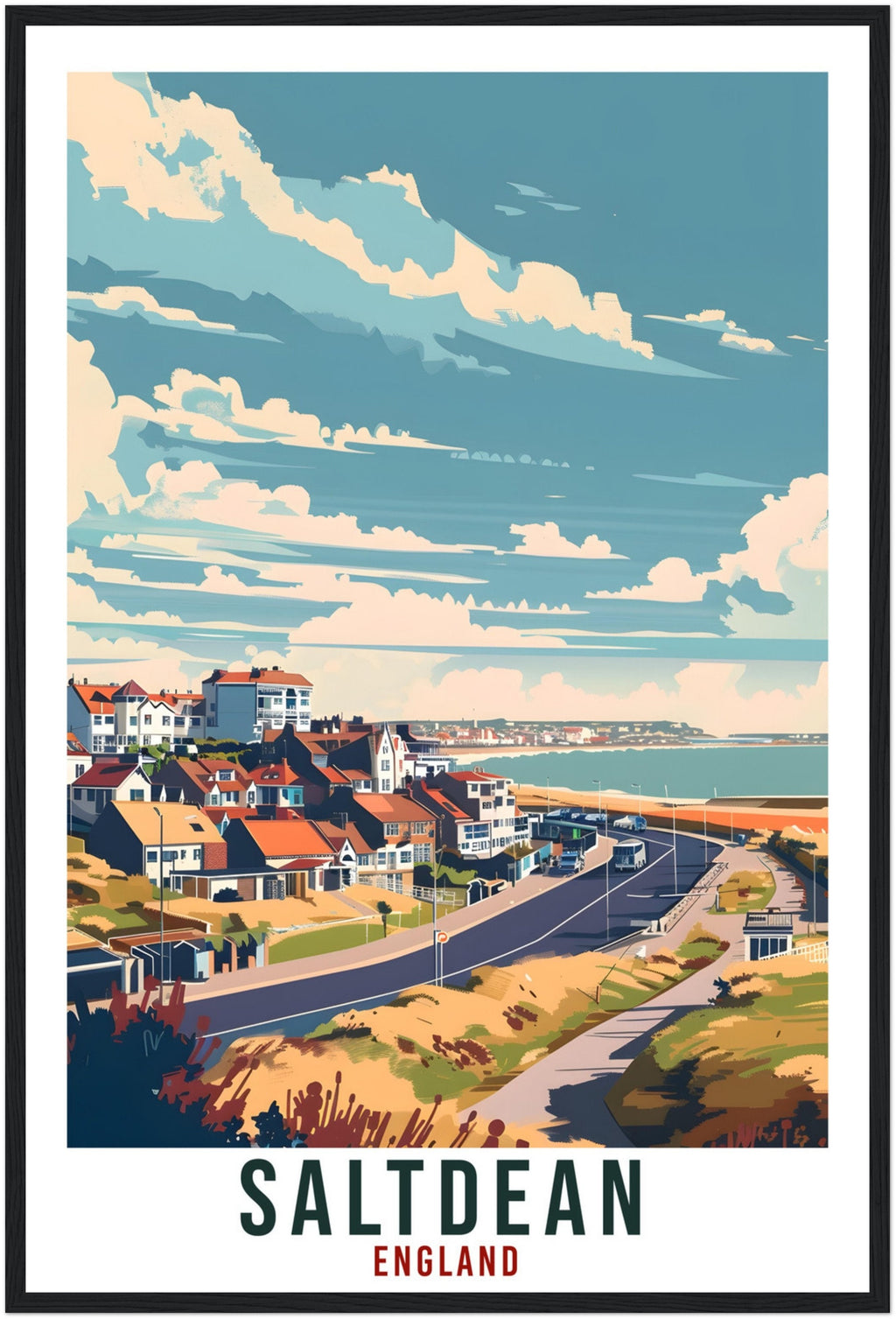 Saltdean Travel Print Wall Art Wall Hanging Home Living Décor Saltdean Gift Art Lovers Gift UK Artwork Gift Print England Travel Poster