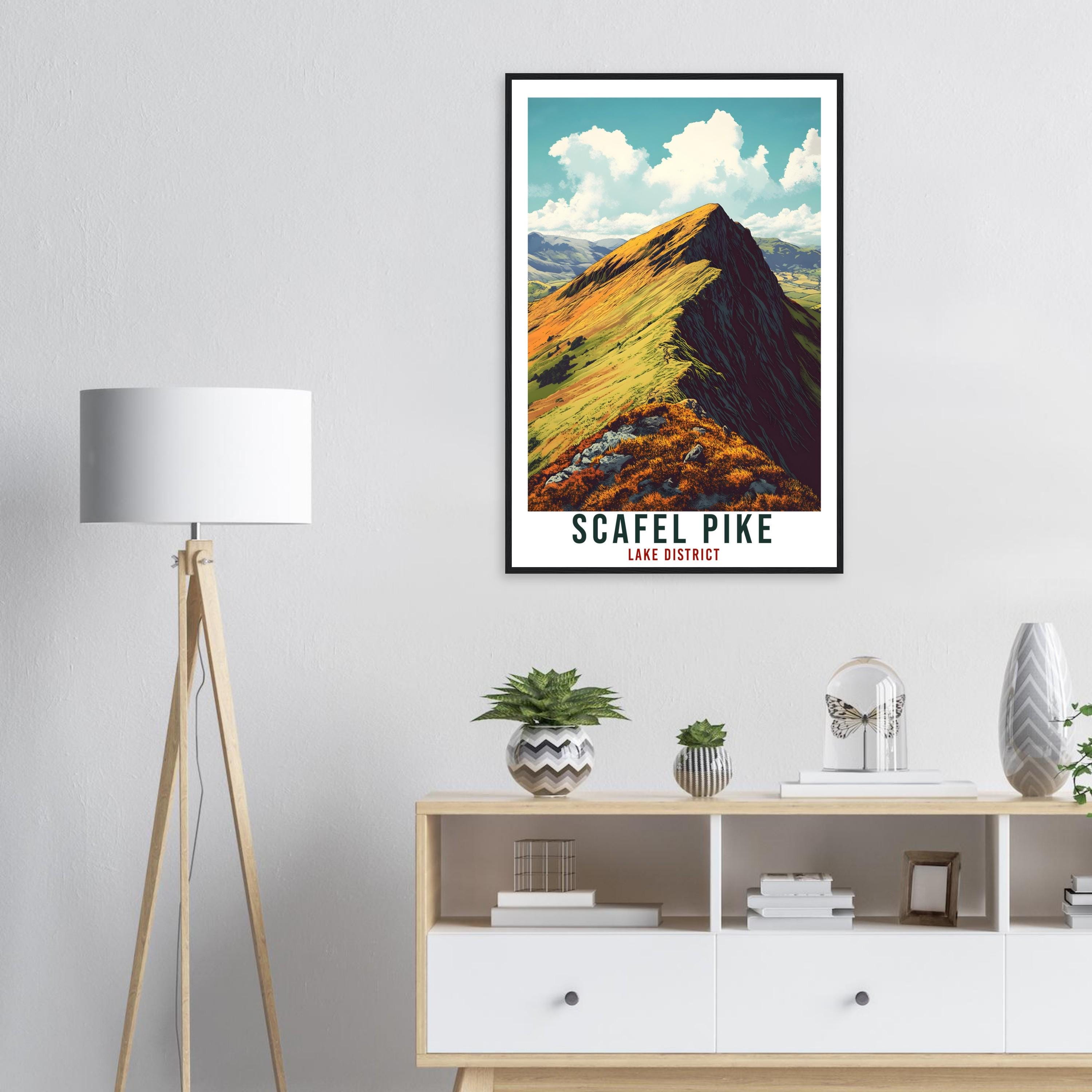 Scafel Pike Travel Print Lake District Home Scafel Pike Mountain Wall Art Wall Hanging Art Lover Lake District Artwork Travel Poster Cumbria