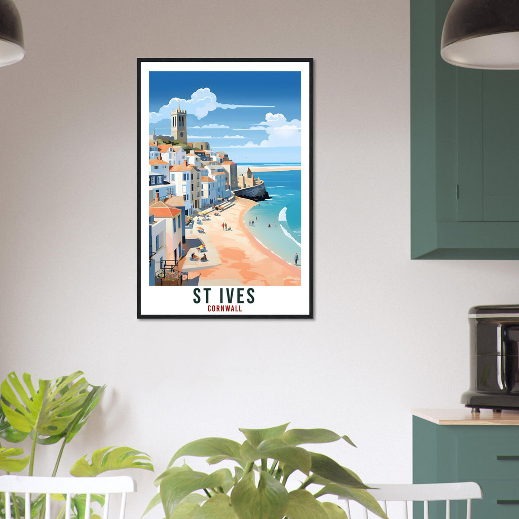 St Ives Travel Print Cornwall Wall Art Home Decor Wall Hanging Travel Art Gift St Ives Travel Poster England Coastal Artwork Art Lover Gift