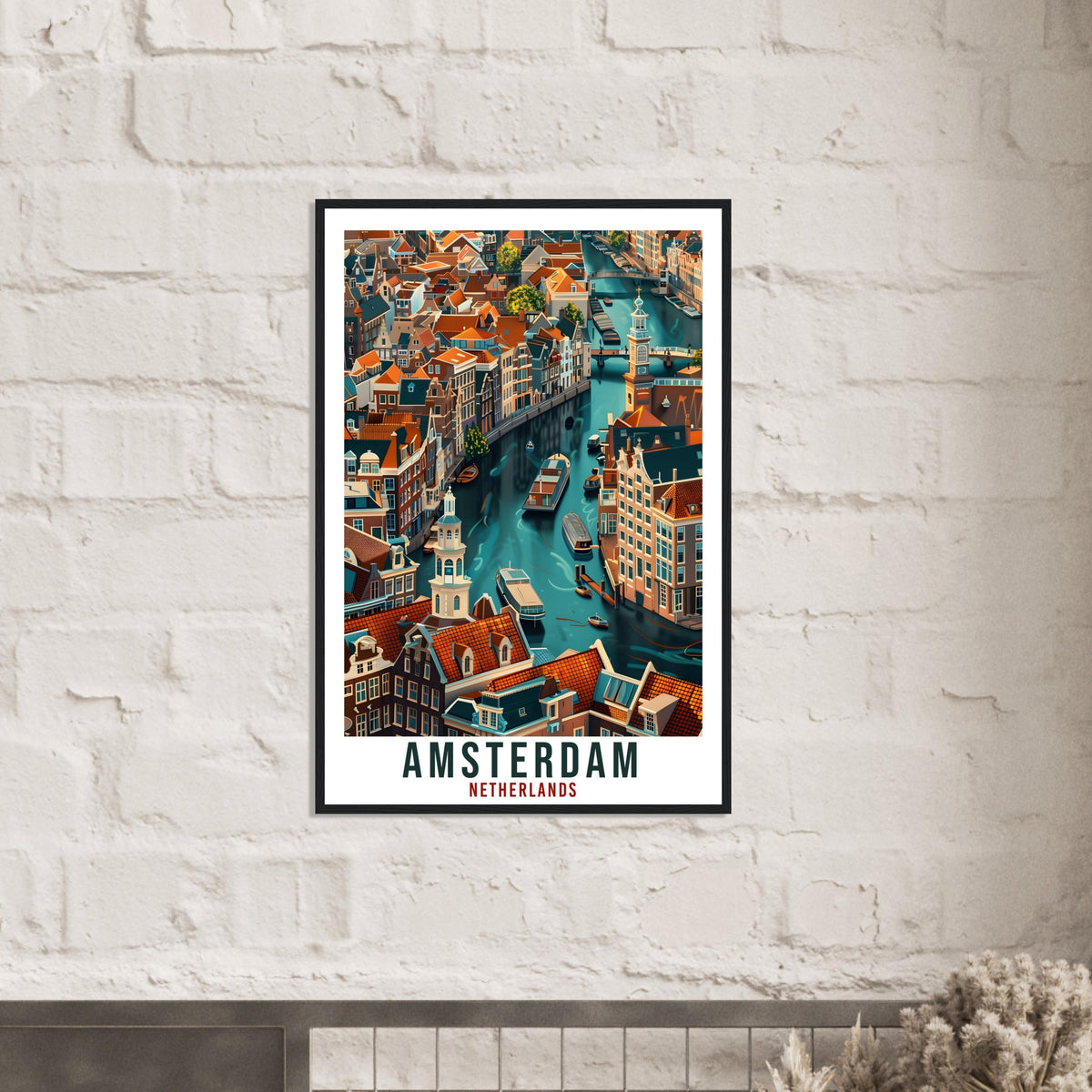 Amsterdam Canals Travel Print Holland Wall Art Wall Hanging Home Décor Amsterdam Gift Gift Dutch Artwork Gift The Netherlands Travel Poster