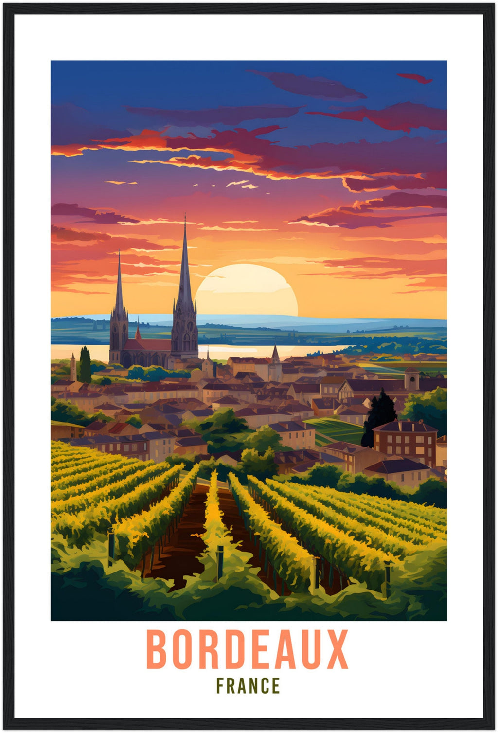 Bordeaux France Travel Poster Wall Art Bordeaux Wall Hanging Home Décor France Gift Art Lovers Vineyard Art Lover Gift Bordeaux France Print