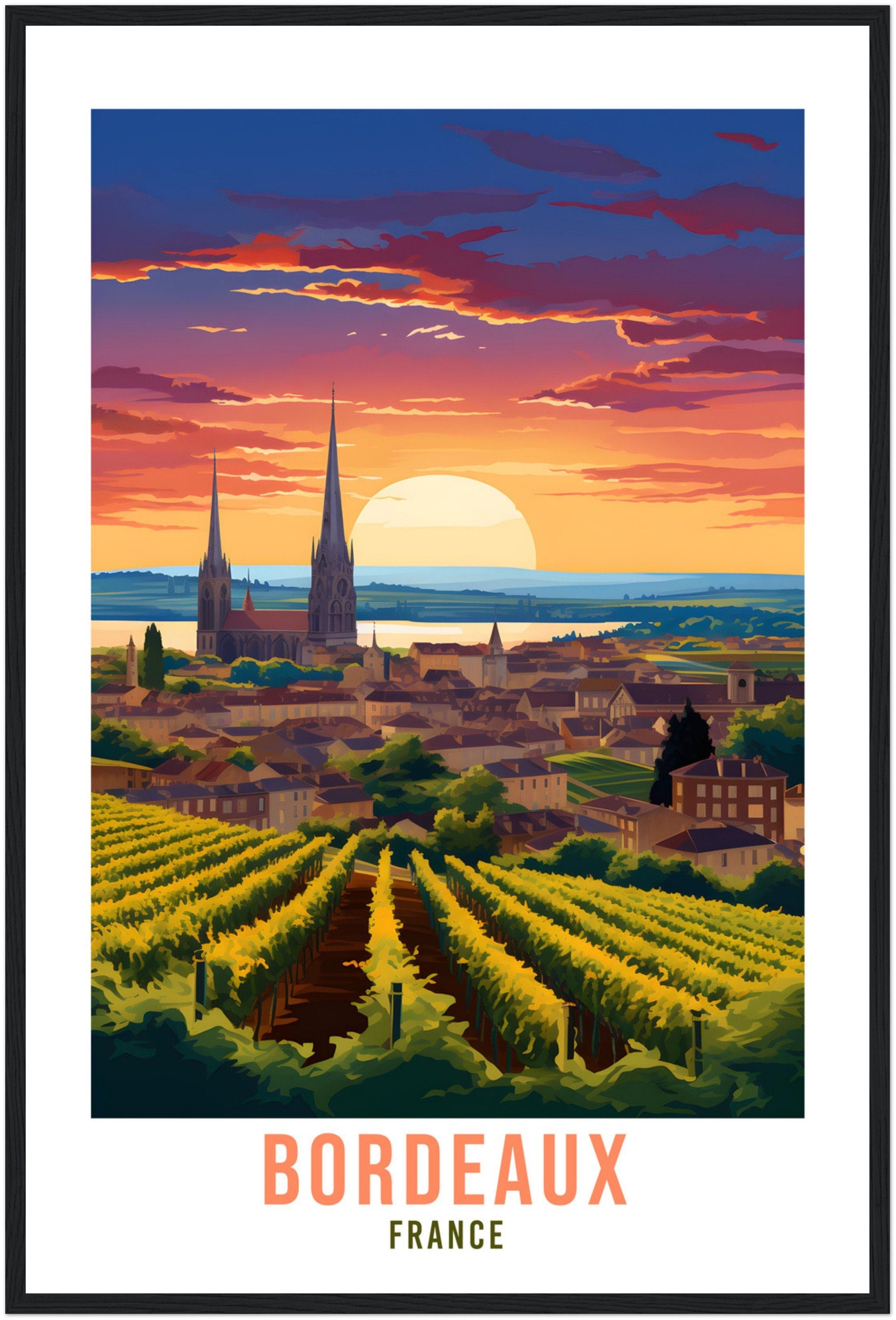 Bordeaux France Travel Poster Wall Art Bordeaux Wall Hanging Home Décor France Gift Art Lovers Vineyard Art Lover Gift Bordeaux France Print
