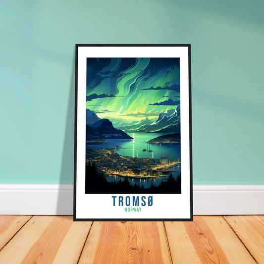 Tromsø Norway Northern Lights Travel Print Tromsø Wall Hanging Norway Aurora Borealis Arctic Tromsø Travel Poster Northern Norway Wall Art