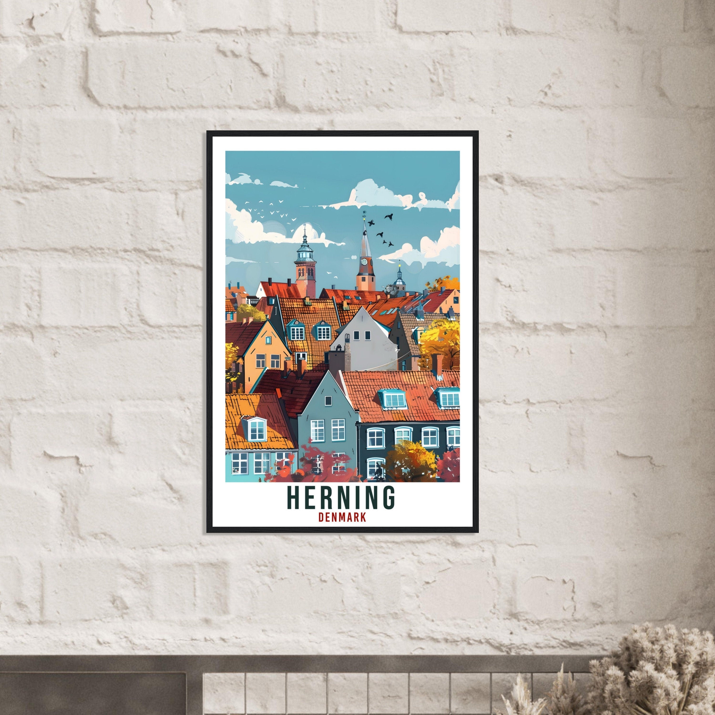 Herning Travel Print Denmark Wall Art Wall Hanging Home Living Décor Herning Gift Art Lovers Gift Denmark Artwork Gift Danish Travel Poster