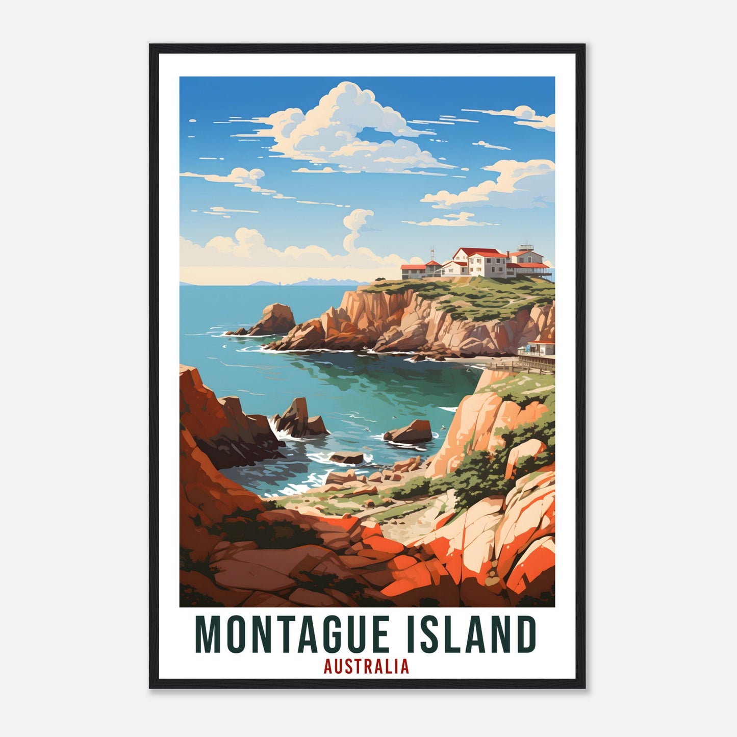 Montague Island Travel Poster Wall Art Montague Island Australia Artwork Wall Hanging Montague Island Travel Print Australian Art Lover Gift