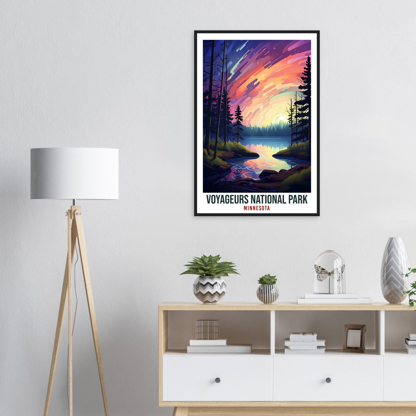 Voyageurs National Park Travel Print Minnesota Northern Lights Wall Art Wall Hanging Travel Art Gift Voyageurs National Park Travel Poster