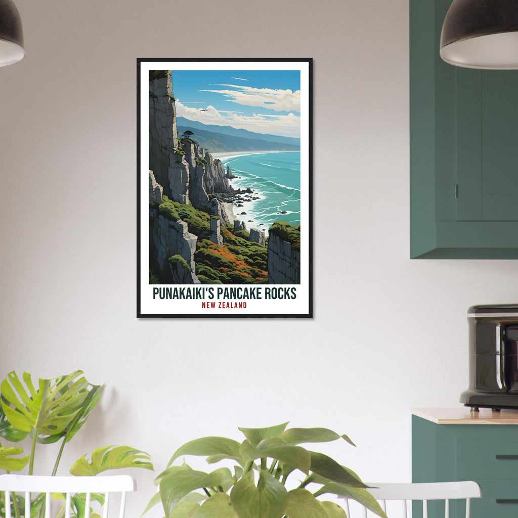 Punakaiki Pancake Rocks Travel Print Wall Art Punakaiki New Zealand Wall Hanging Artwork Punakaiki Travel Poster New Zealand Art Lovers Gift