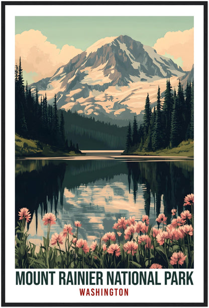 Mount Rainier National Park Washington USA Travel Print Wall Art Wall Hanging Décor Mount Rainier Gift Travel Art USA Artwork Travel Poster