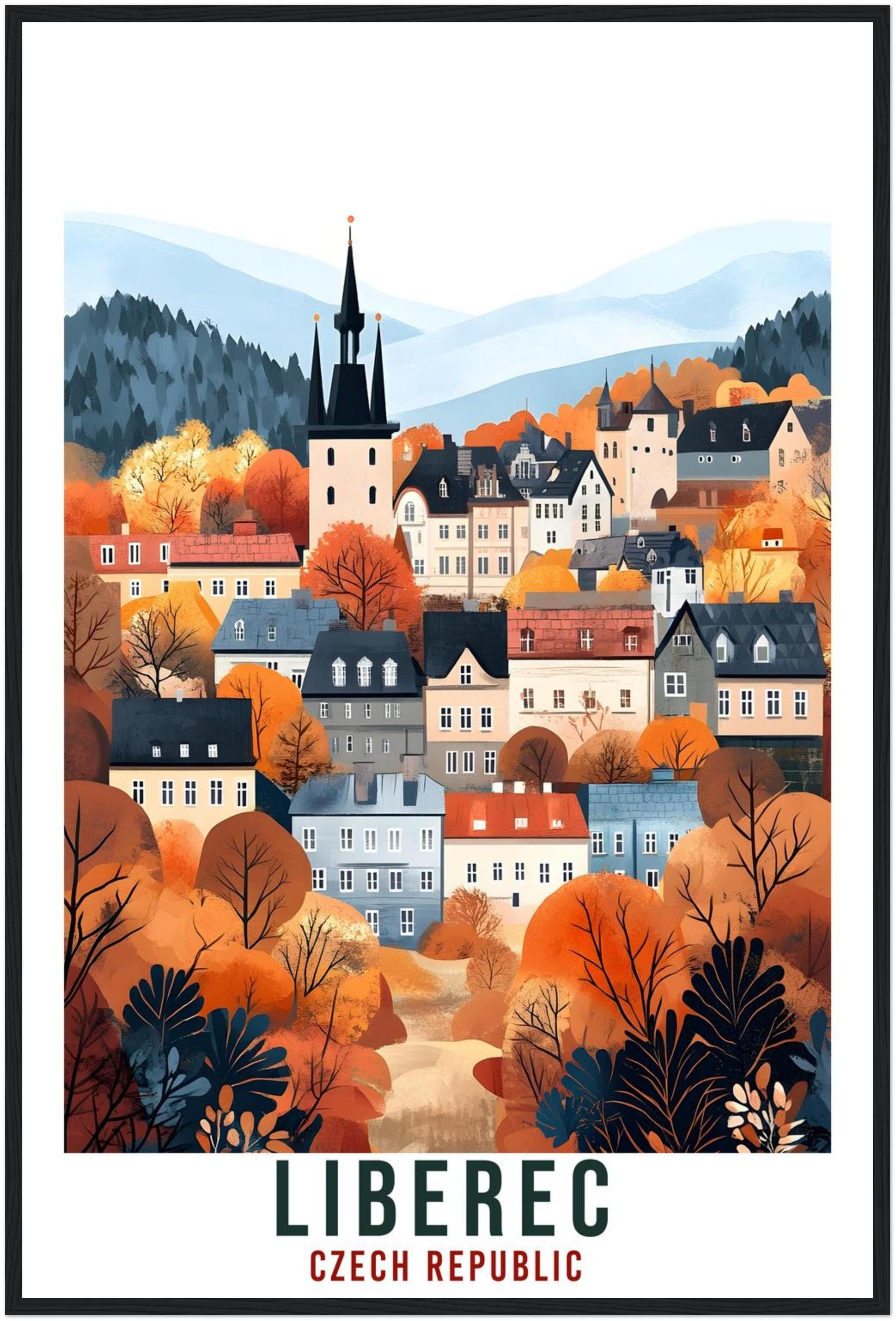 Liberec Travel Print Czechia Home Decor Liberec Wall Art Gift Wall Hanging Art Lover Liberec Czech Republic Artwork Travel Poster Travel Art