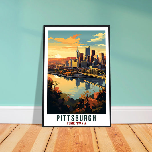 Pittsburgh Travel Poster Pennsylvania Home Decoration USA Wall Art Gift Wall Hanging Art Lover Pennsylvania Artwork Pittsburgh Travel Print