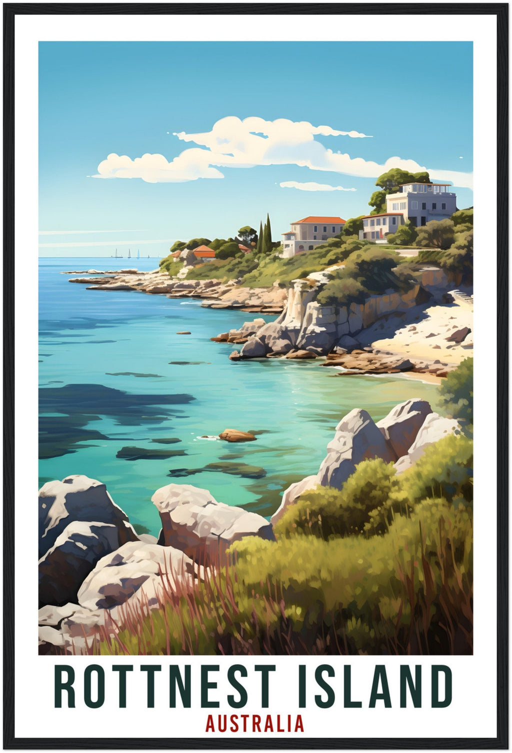 Rottnest Island Travel Poster Wall Art Rottnest Australia Home Décor Artwork Art Gift Rottnest Island Travel Print Australian Art Lover Gift