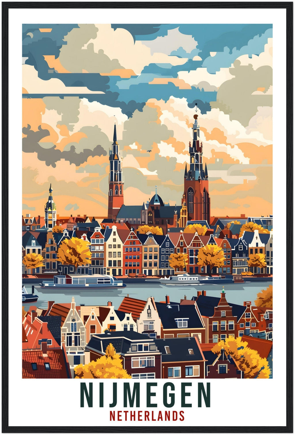 Nijmegen Travel Print Holland Wall Art Wall Hanging Home Décor Nijmegen Gift Art Lover Gift Dutch Artwork Gift The Netherlands Travel Poster