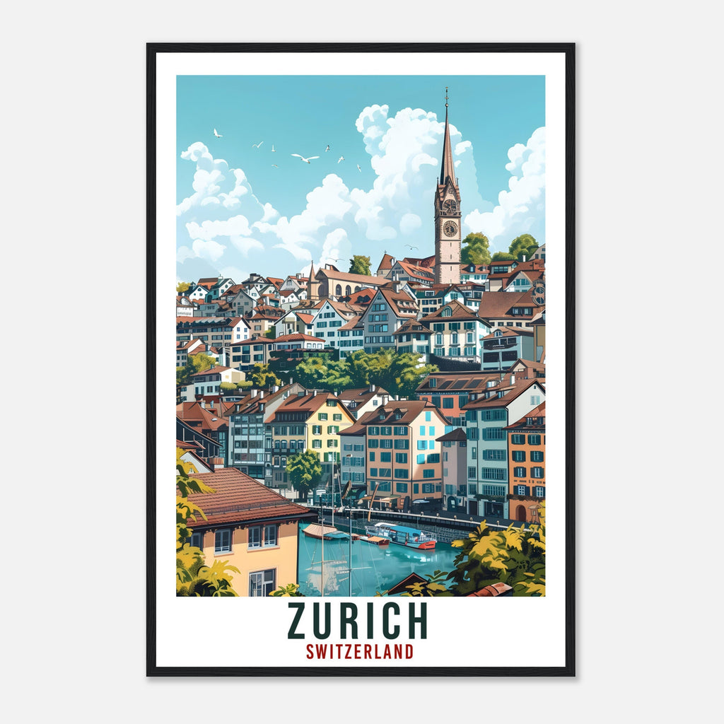 Zurich Travel Print Swiss Wall Art Wall Hanging Home Living Décor Zurich Gift Art Lovers Gift Switzerland Artwork Gift Swiss Travel Poster